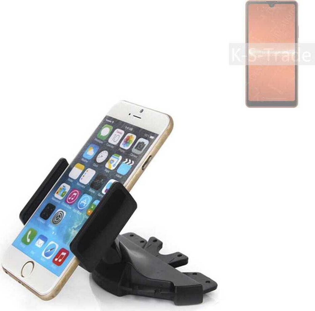 K-S-Trade CD Schlitz Halterung kompatibel mit Sony Xperia Ace III Autohalterung KFZ-Halter Radio Handy Halterung 360° drehbar schwarz