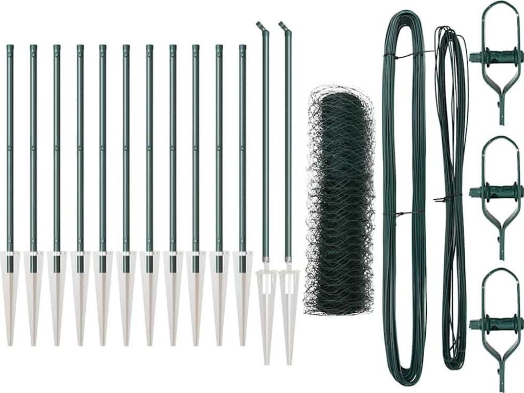 vidaXL Zaunpfosten Grün 25 x 0,8 m (50 mm Mesh) Stahl und PVC