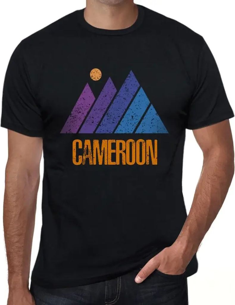 Herren Grafik T-Shirt Bergkamerun – Mountain Cameroon – Öko-Verantwortlich Vintage Jahrgang Kurzarm Lustige Druck Geburtstag Geschenk Mann