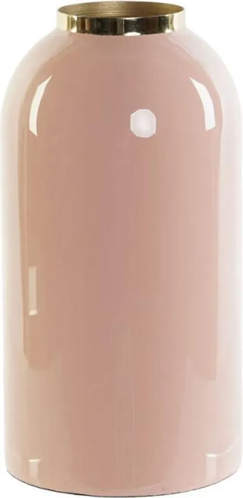 Vase Incassable en Fer pour Décoration Sécurisée Vert et Corail - 25 cm