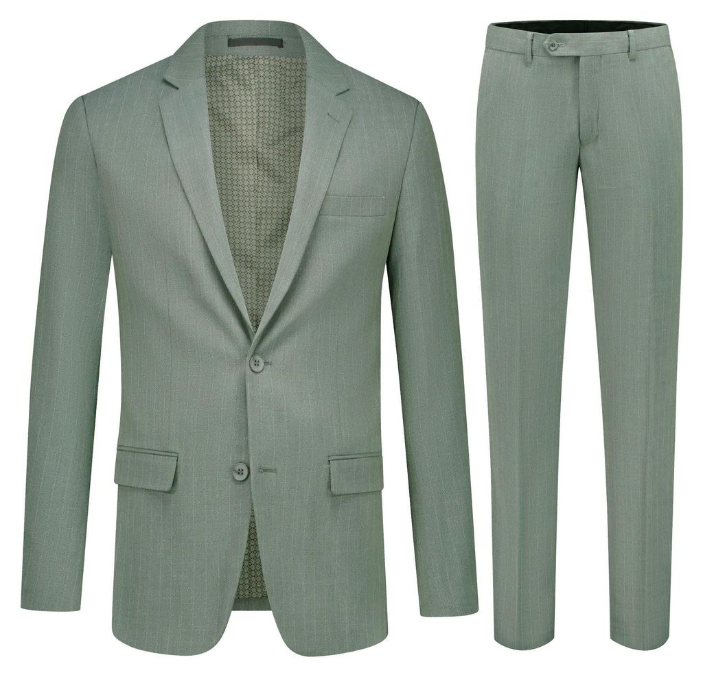 GENTS - Pak Nadelstreifen grün - Polyester, Viskose, Lyocell, Elasthan - Grün - Größe 56/3XL