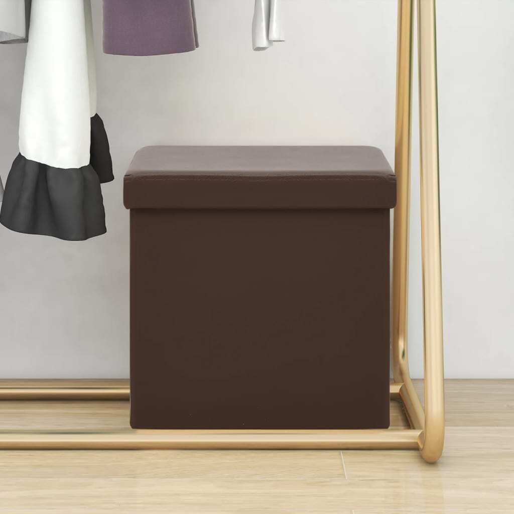 The Living Store Hocker mit Stauraum Braun PVC