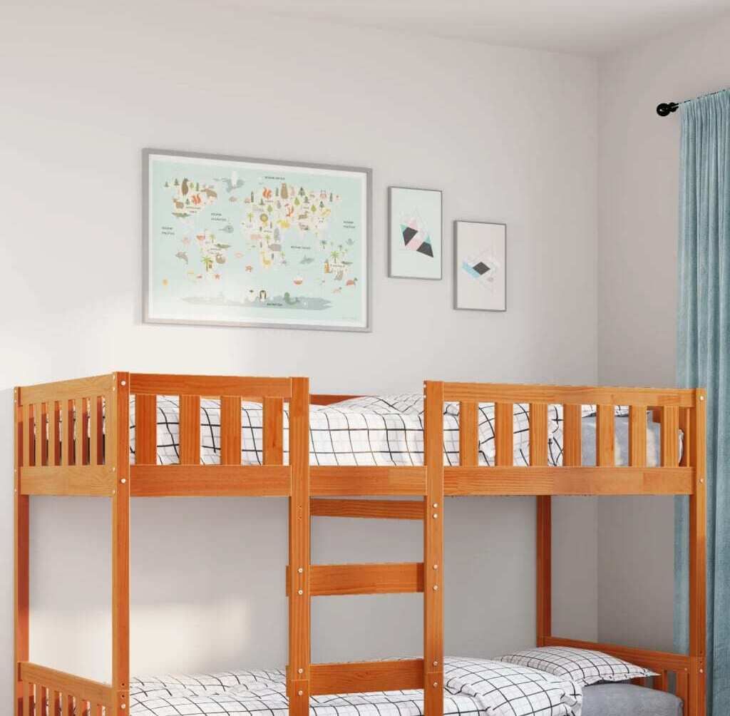 "Rabatt" Kinderbett Stabile - mit Robuste Latten - ohne Matratze - Wachsbraun 90x200 cm Massivholz Kiefer - Klassische Betten CC24073