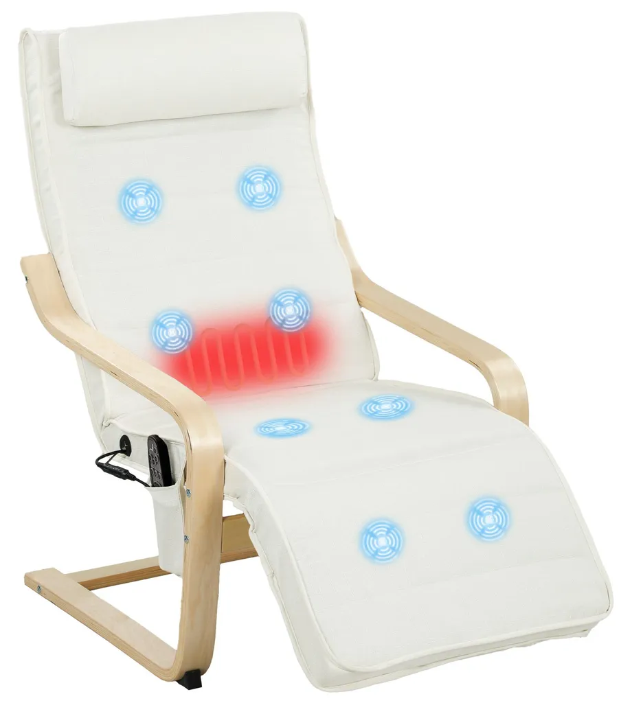 Fauteuil de relaxation massage et chaleur pour lecture et repos crème
