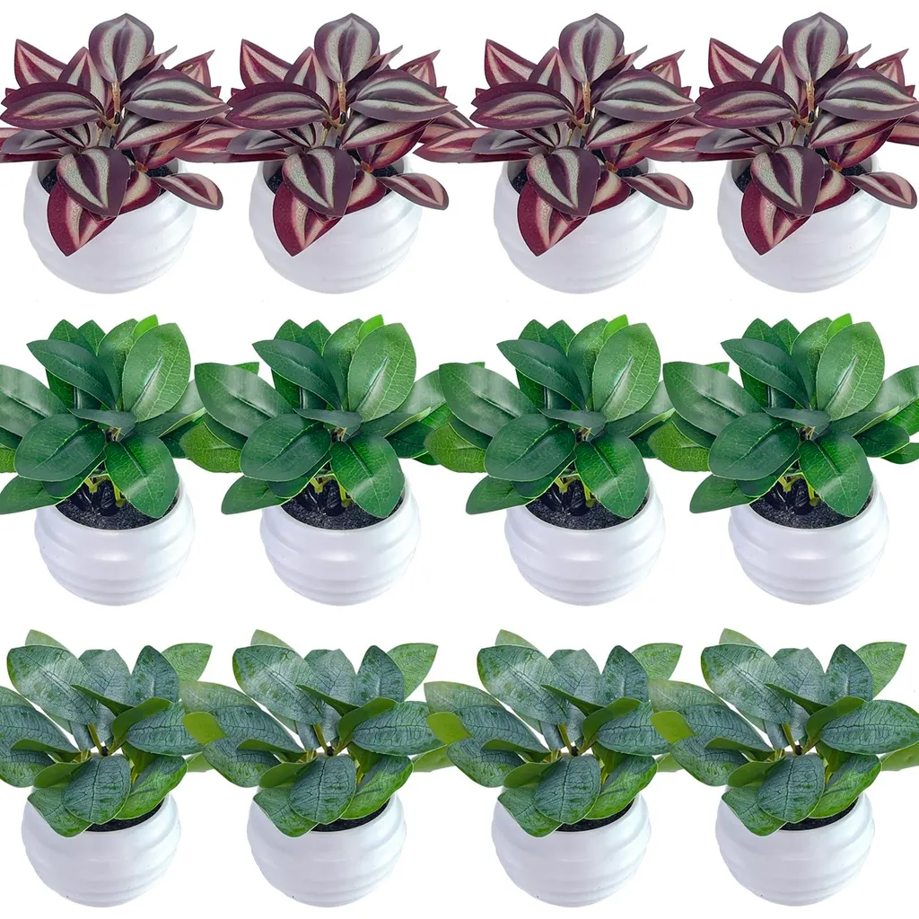 Plante artificielle en pot pour décoration de bureau et étagère