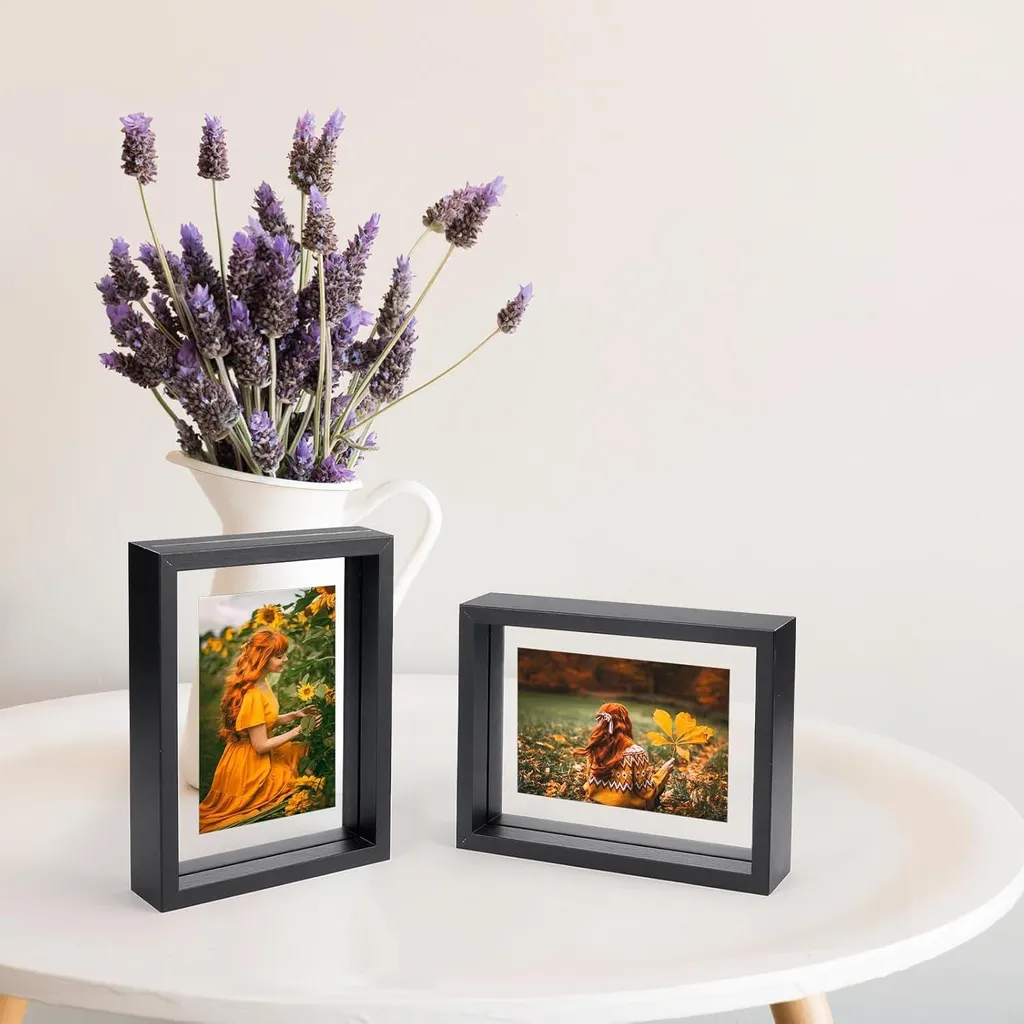 Cadre photo double face noir pour 4x6 photos - Lot de 2 pièces design