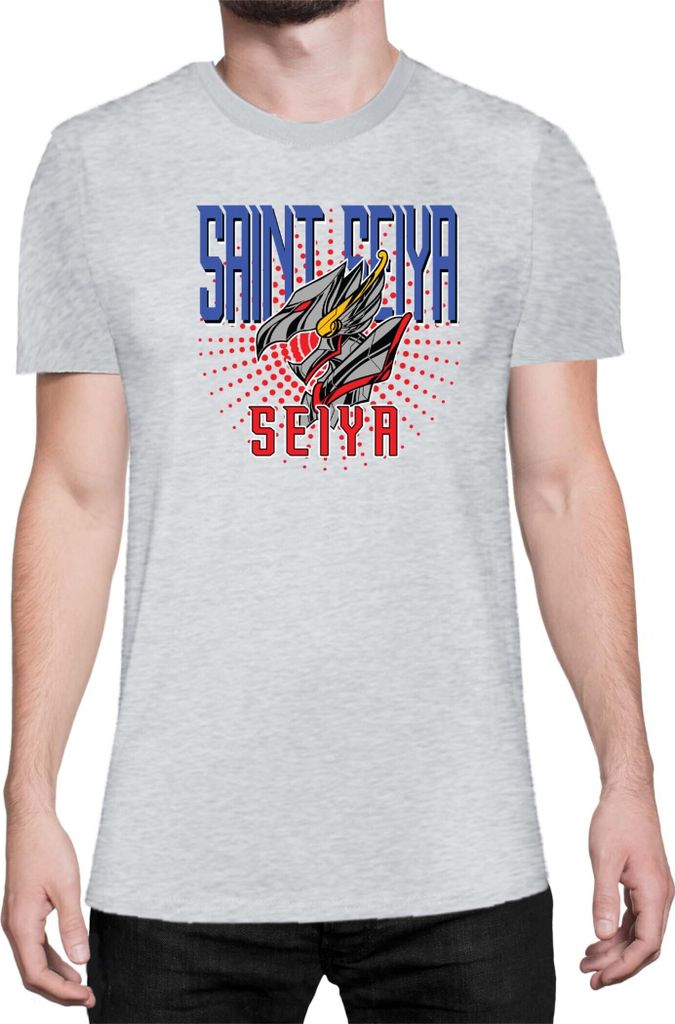 Herren T-Shirt Japan Anime Manga Saint Anime Seiya Logo Seiya Mark, Man XL / Grau
