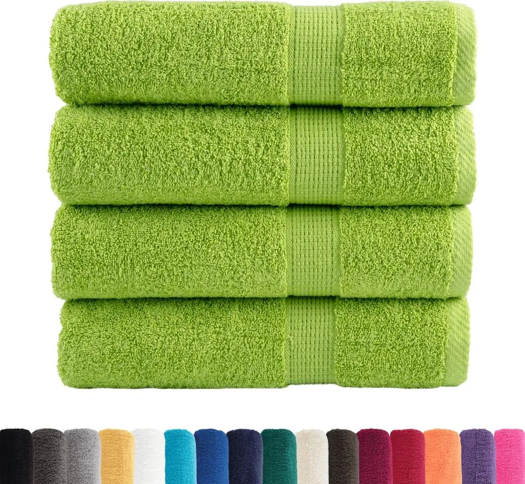 Asciugamani Hotel Premium vidaXL SOLUND 4 pz Verde Mela 600 g/m²
