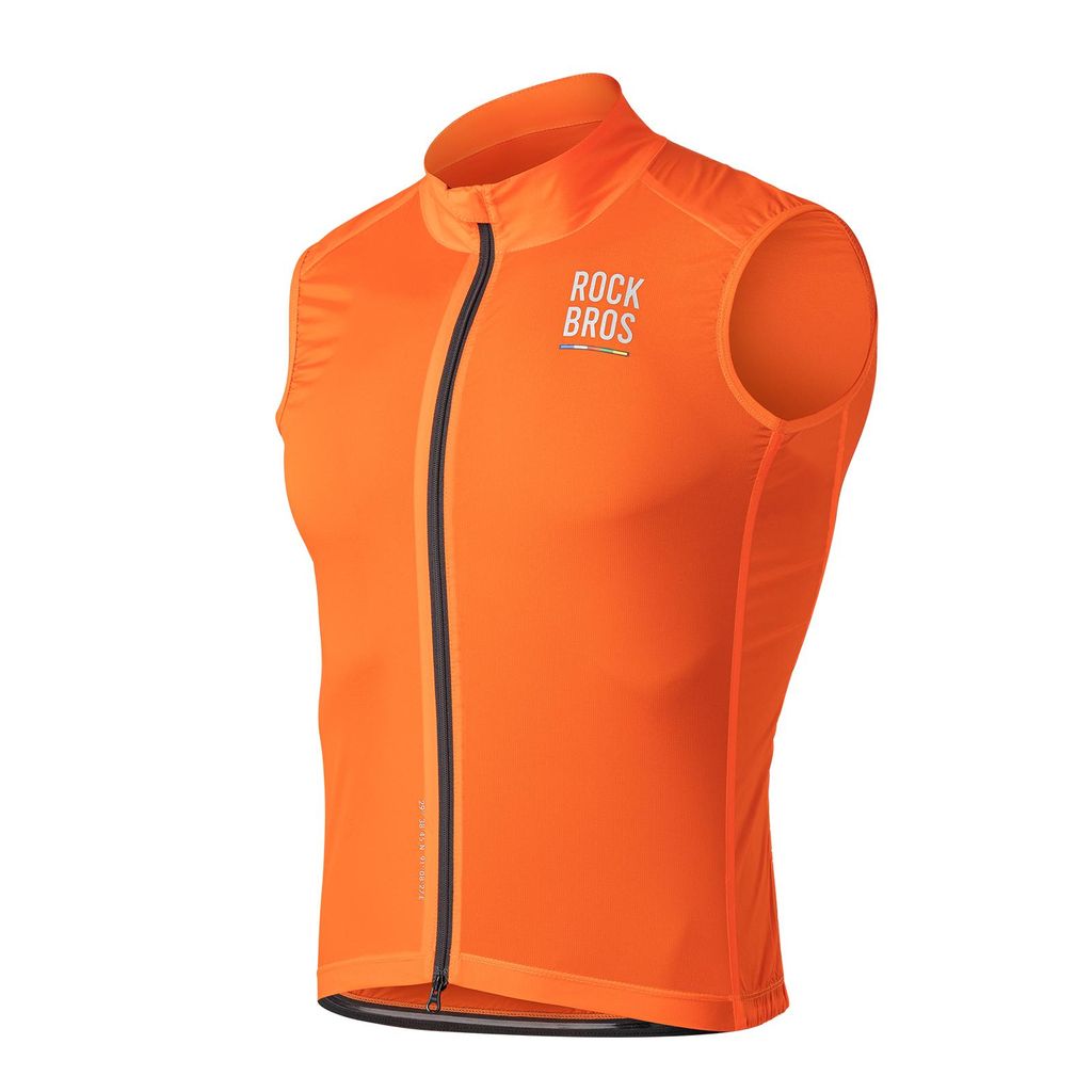 ROCKBROS Road to Sky Herren Fahrradweste Winddichte Leichte Radweste Sonnenschutz Laufweste Ärmellos Feuchtigkeit Orange XL