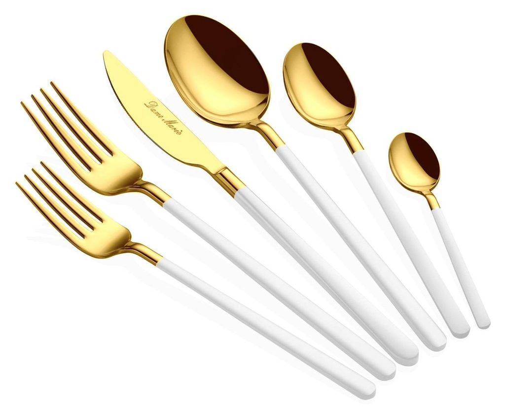 Hermia Concept, Hochwertiges Besteckset (36 Teile), Edelstahl, 4 mm dick | 6x Esslöffel, 6x Gabeln, 6x Messer, 6x Dessertlöffel, 6x Dessertgabeln...