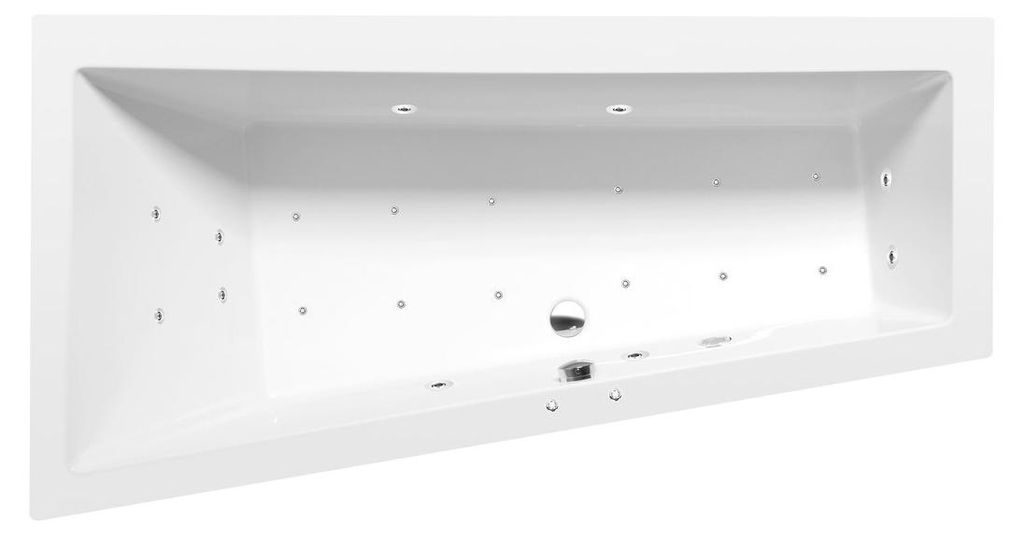 Polysan ANDRA L Whirlpool-Badewanne, 170x90x45cm, Active Hydro-Air, Chrom