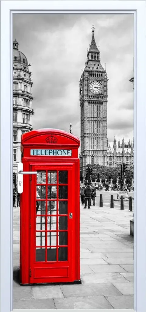 Adesivo per porte in tessuto Big Ben e Red Booth 028PD