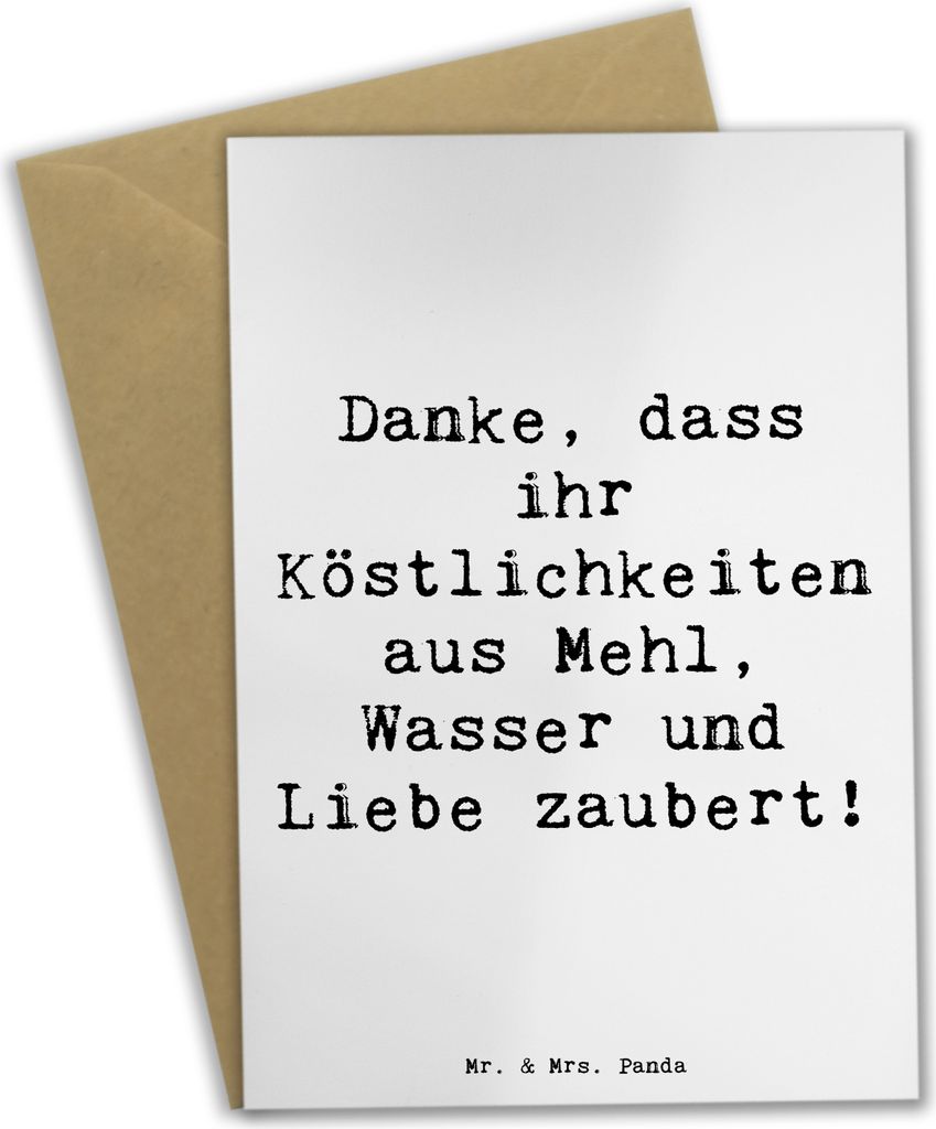 Mr. & Mrs. Panda babykarte Spruch Bäcker-Dank - Weiß - Geschenk, Bedanken, Bäckerhandwerk, einladungskarten, Backkunst, Liebe, Dankeschön, oste...