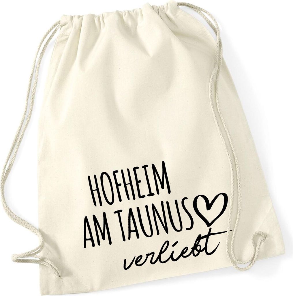 Huuraa Turnbeutel Hofheim am Taunus verliebt 12 Liter Natural Baumwolle Rucksack Geschenkidee