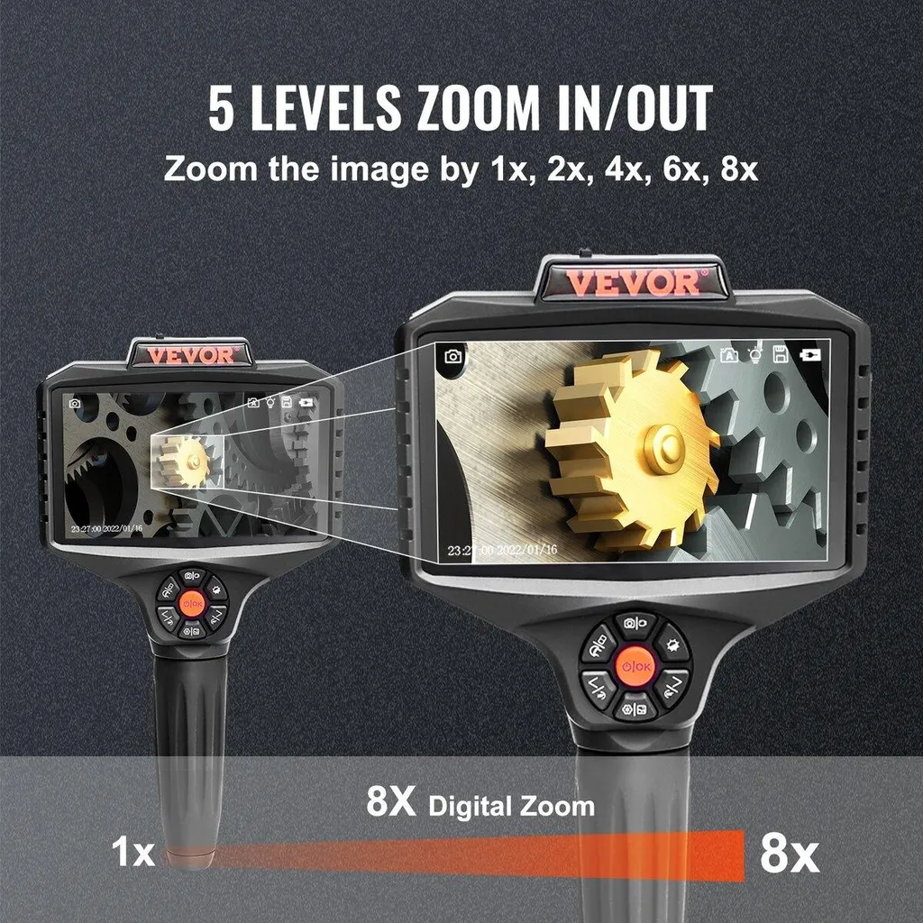 Endoscope Industriel Triple Objectif 5m avec Écran IPS 5 Pouces HD
