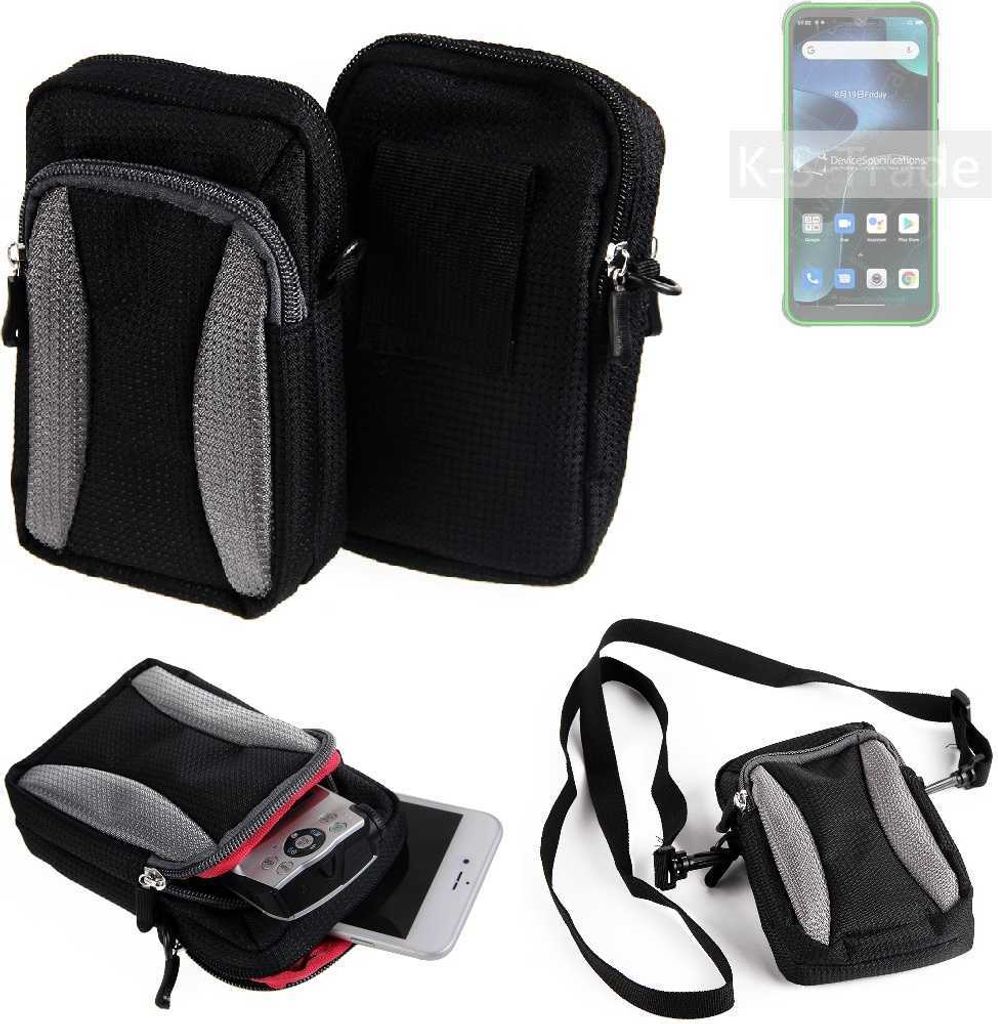 K-S-Trade Holster Schutz Hülle kompatibel mit Blackview BV5200 Pro Handy Hülle Gürteltasche Umhängetasche mit Zusatzfach schwarz