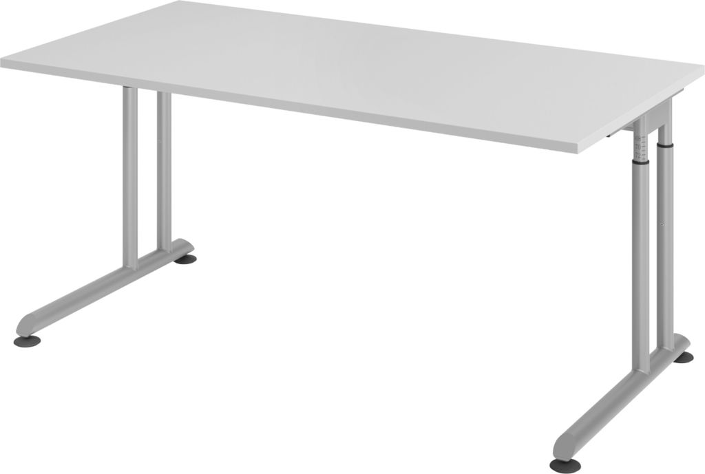 bümö Schreibtisch Serie-Z - Gestell: Silber, Größe: 160 x 80 cm, Nachbildung: Grau