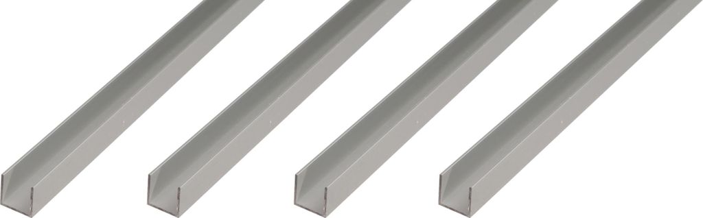 Alberts 4 x U-Profil, Aluminium, 8 x 15 x 8 x 1,5 mm, Länge 1 m, silberfarbig eloxiert