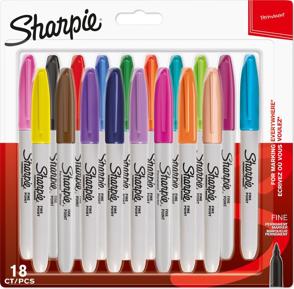 Sharpie Permanent Marker | Marker Stifte mit feiner Spitze | gemischte Farben | 18er Set