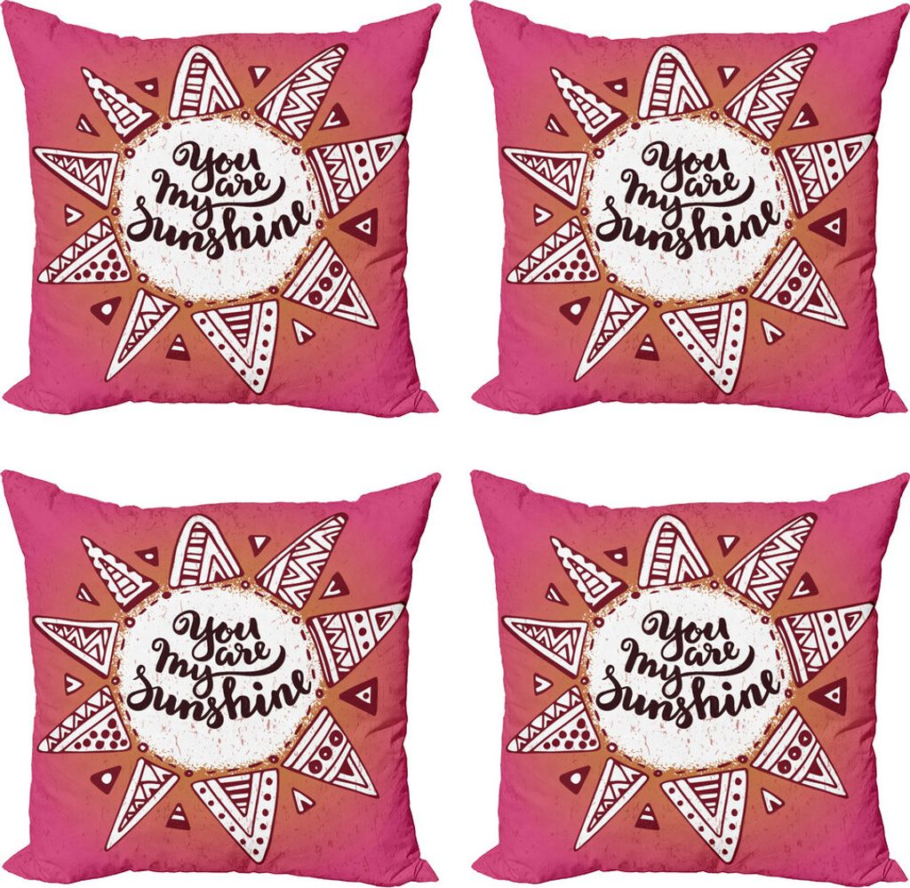 ABAKUHAUS inspirativ Kissenbezug Set (4 Stück), Sun-Motiv, Moderner Doppelseitiger Digitaldruck, 40 cm x 40 cm, Mehrfarbig