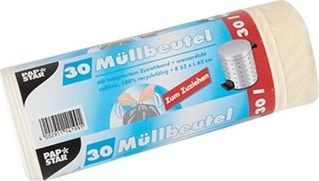 270 Papstar Müllbeutel mit Zugband, LDPE 30 l 62 cm x 53 cm Produktbild 