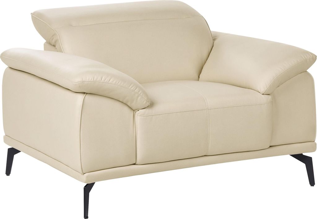 BELIANI Sessel Beige Kunstleder mit Metallbeinen Armlehnen Verstellbarer Kopfstütze Modernes Design Polstersessel Lederoptik Armsessel