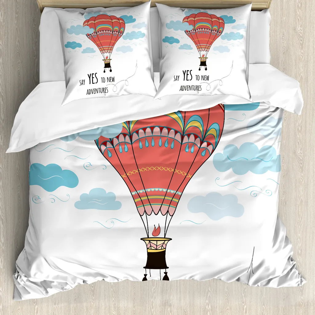 Set Copripiumino Antiacaro ABAKUHAUS Matrimoniale Mongolfiere Azzurro