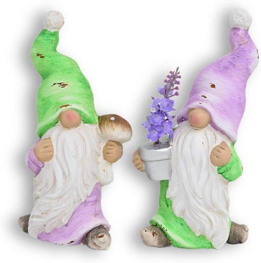 Keramische tuindecoratie für Außen - 2 Figuren - 19 cm - Frühlings- und Herbstkabouter - Keramik