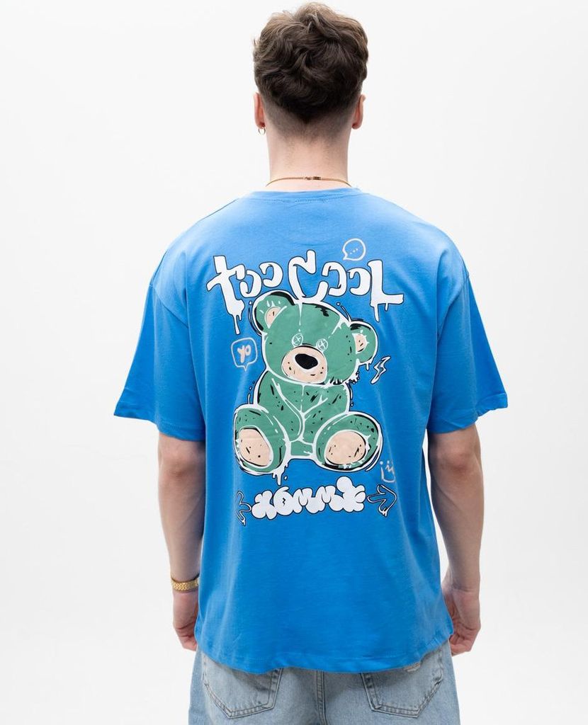 Kurzarm-T-Shirt für Männer Blau MyStars Too Cool Teddy Bear M