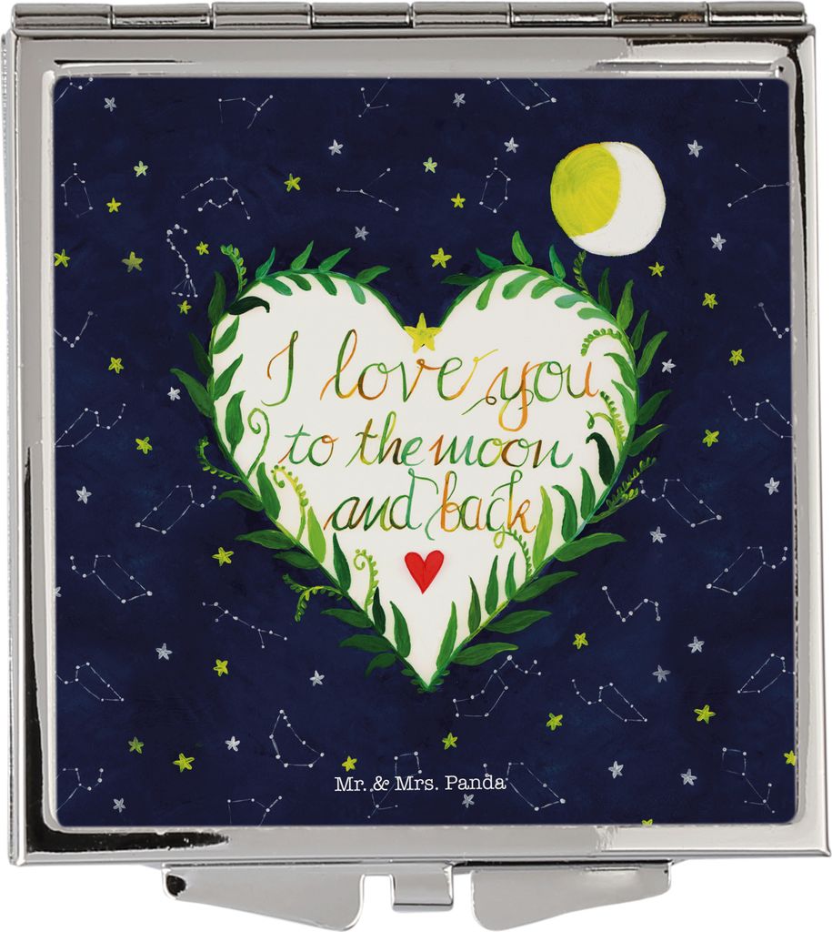 Mr. & Mrs. Panda Mini Spiegel Love u to the moon & back - Geschenk, Dekoration, Partner, And, Mond, Reise, Romantisch, Spruch Hochzeitstag, Kleiner...