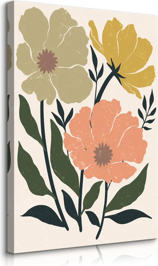 Muralo Stampa su Tela BLUMEN 80x120 - Foglie Natura Stile Boho