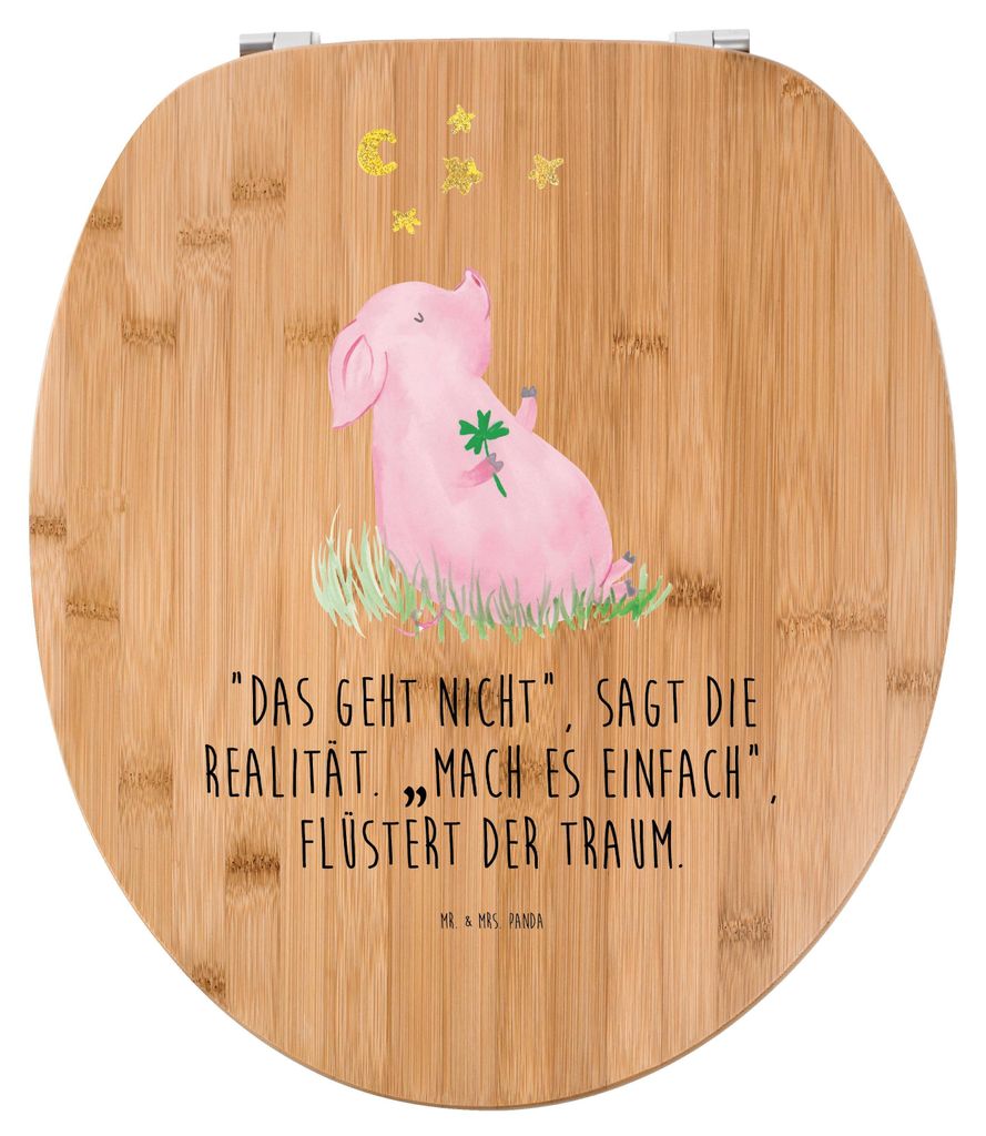 Mr. & Mrs. Panda Toilettendeckel Schwein Glück - Transparent - Geschenk, Sterne, Schweinchen, Motivation, Gute Laune, WC Deckel, Klo-Deckel, Toile...