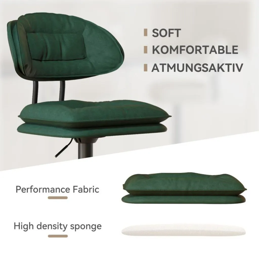 Tabouret de Bar Ergonomique Réglable Vert à Double Couche Confortable x2 - 5