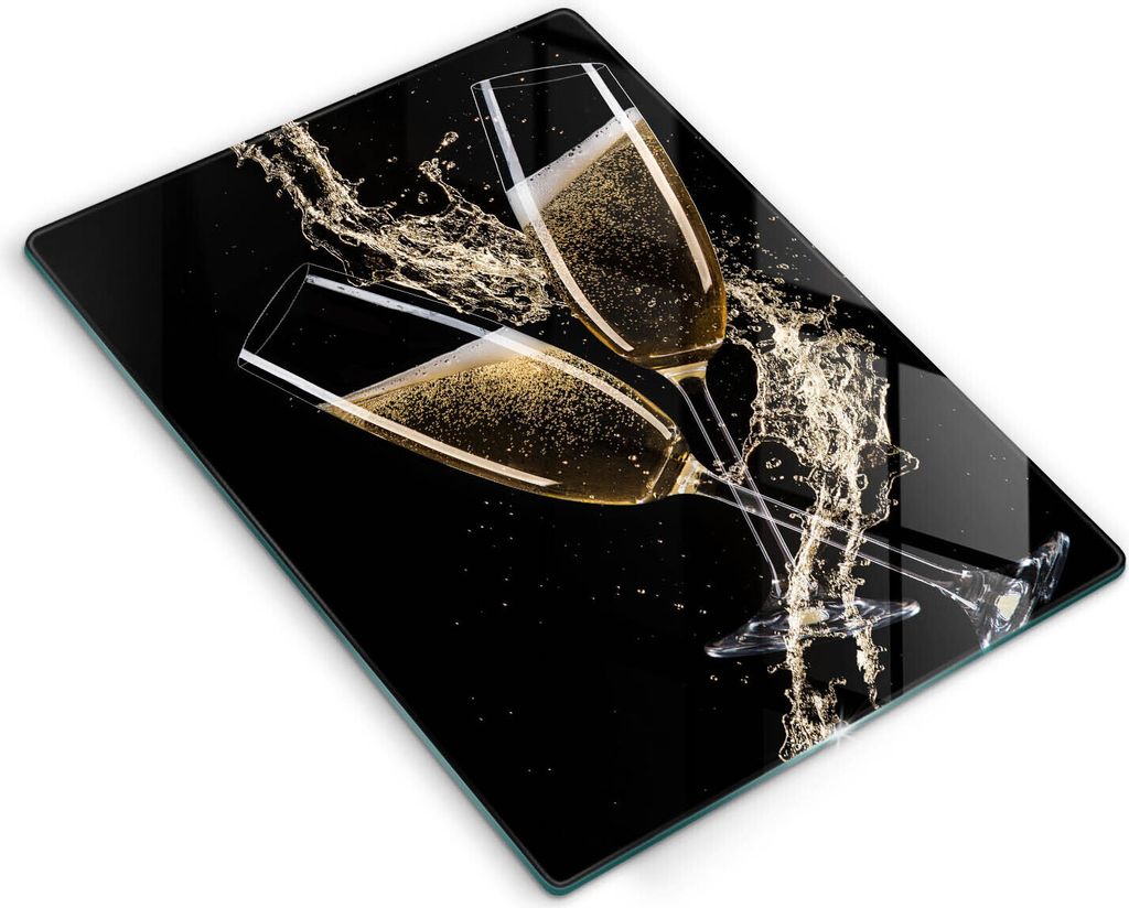 Glasschneideplatte - Herdabdeckplatte - 40x52 cm - Schneidebrett - Spritzschutz - Champagnergläser