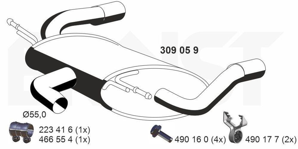 ERNST 309059 Endschalldämpfer für FORD Kuga Mk2 (DM2) Produktbild 