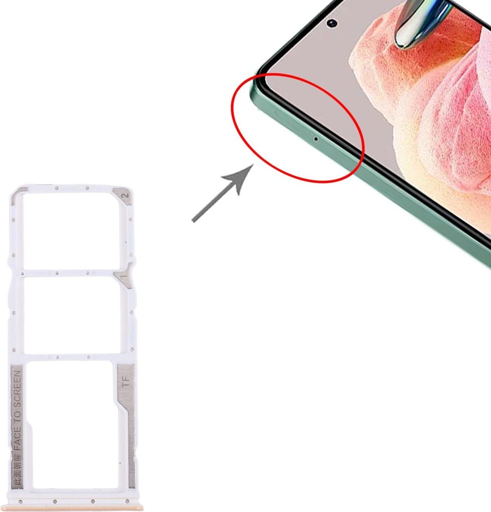 Für Xiaomi Redmi Note 12 4G Dual SIM + Micro SD-Karten Halter Ersatzteil Pink
