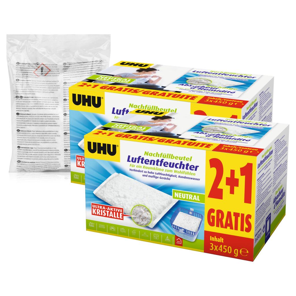 UHU original Luftentfeuchter Nachfüllbeutel 450g Duftneutral (7er Pack)