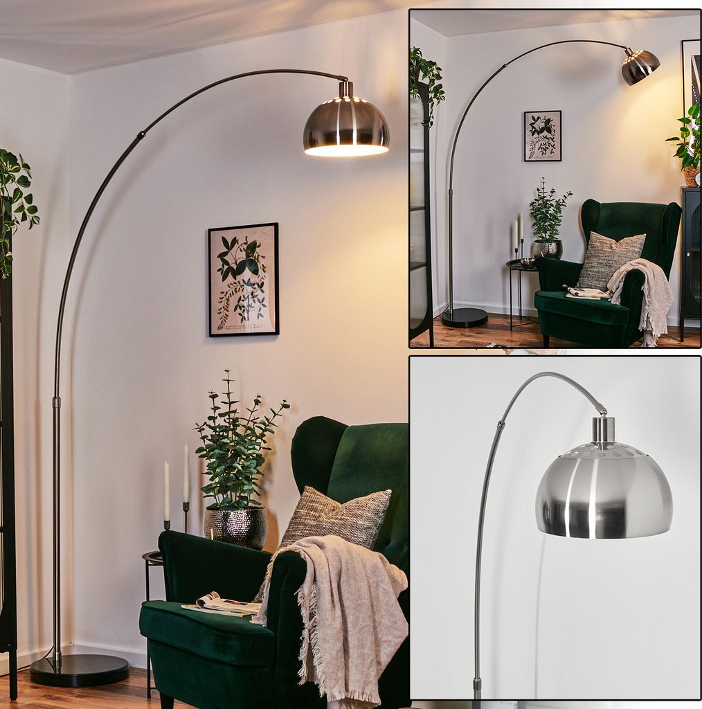 Gavirate Stehlampe aus Metall in Schwarz/Nickel-matt/Weiß im Vintage-Design