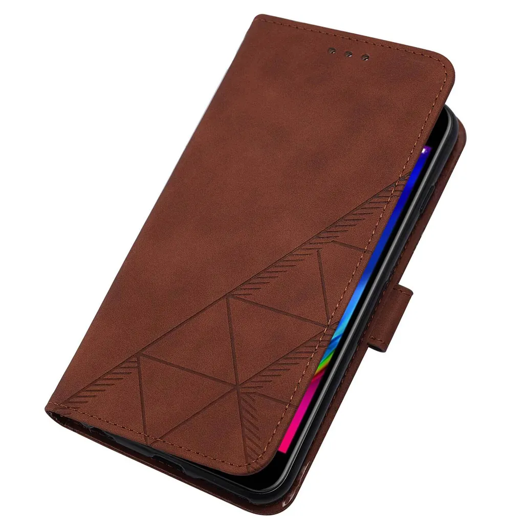 Custodia a Libro iPhone 8 Plus Pelle Marrone Goffrata con Supporto - 5