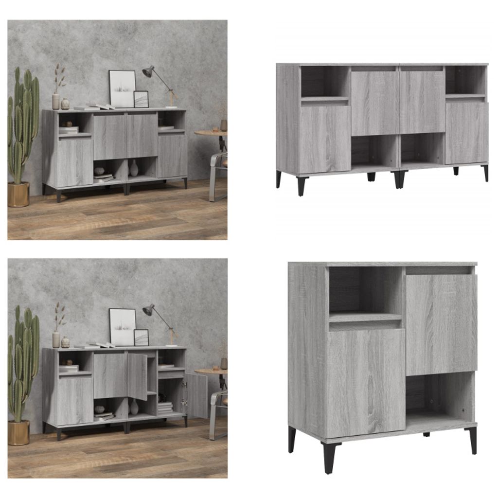 vidaXL Sideboards 2 Stk. Grau Sonoma 60x35x70 cm Holzwerkstoff - Sideboard - Sideboards - Schrank - Aufbewahrungsschrank