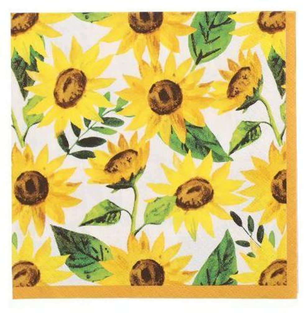 200 Papstar Servietten, 3-lagig 1/4-Falz 33 cm x 33 cm Sunflowers 37094