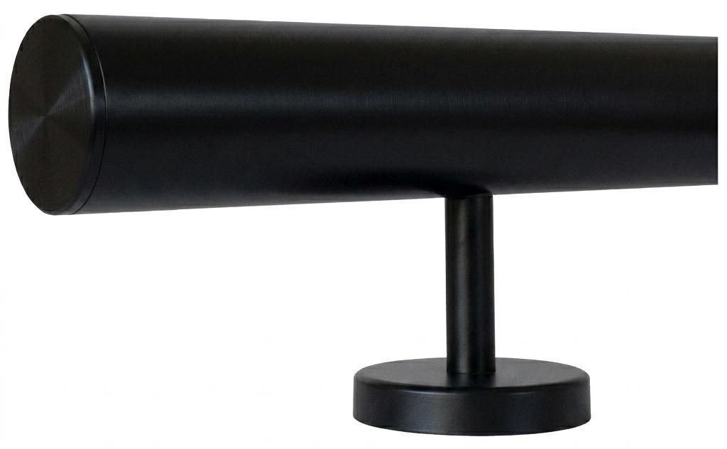 TIBU Handlauf Edelstahl Geländer Ø42,4 Schwarz 30-600 cm Wandhandlauf Treppe gerade Edelstahlhalter, Variante Länge 290 cm mit 3 Halter und gera...