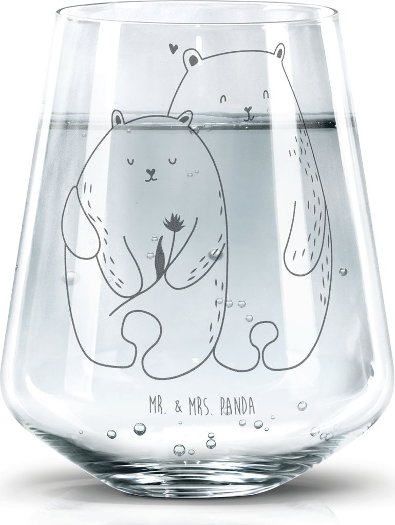 Mr. & Mrs. Panda Glas Bären Liebe - Transparent - Geschenk, Trinkgefäß, Dekoglas, Tumbler, Verknallt, Becherglas, Wasserglas, Freundin, Kuscheln...