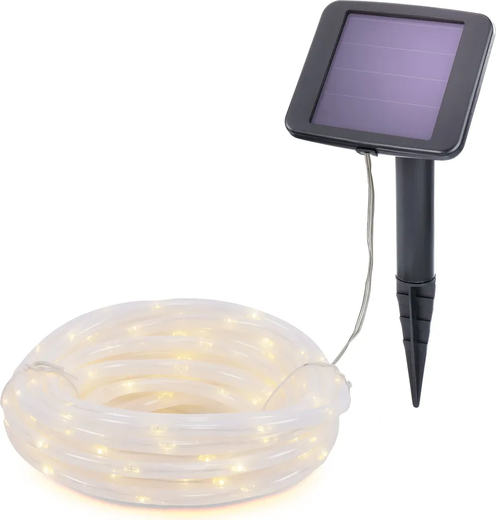 Tuyau lumineux solaire 10m 100 LED blanc chaud avec module AKKU pro