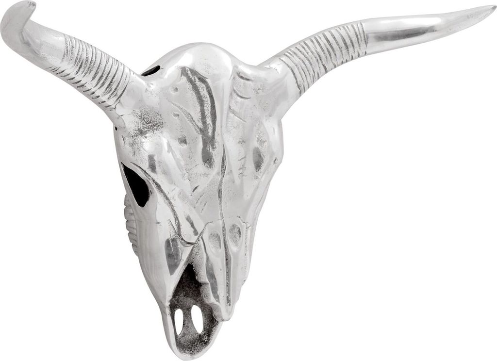 Möbel Wandmontierter Bullenkopf Silber 49x10x36 cm Aluminium - Wandskulpturen 42000132