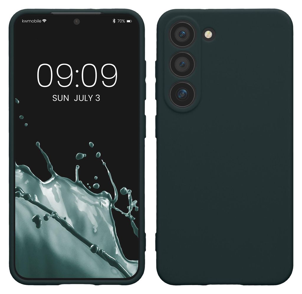 kwmobile Handyhülle für Samsung Galaxy S23 Hülle - weiches Handy Silikon Case - Schutzhülle Cover - Dunkler Schiefer