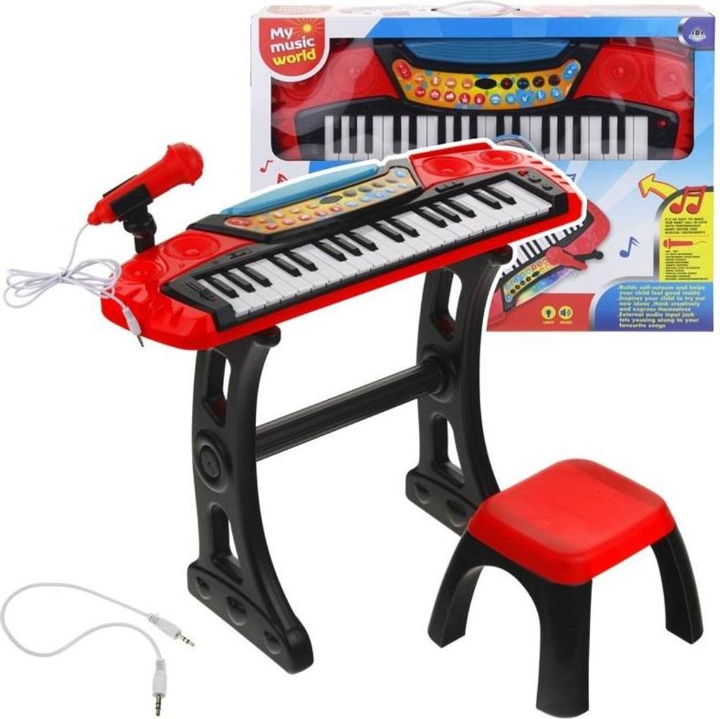 Keyboard Pianino Organy dla Dzieci Mikrofon Stołek Czerwony Zdjęcie produktu 