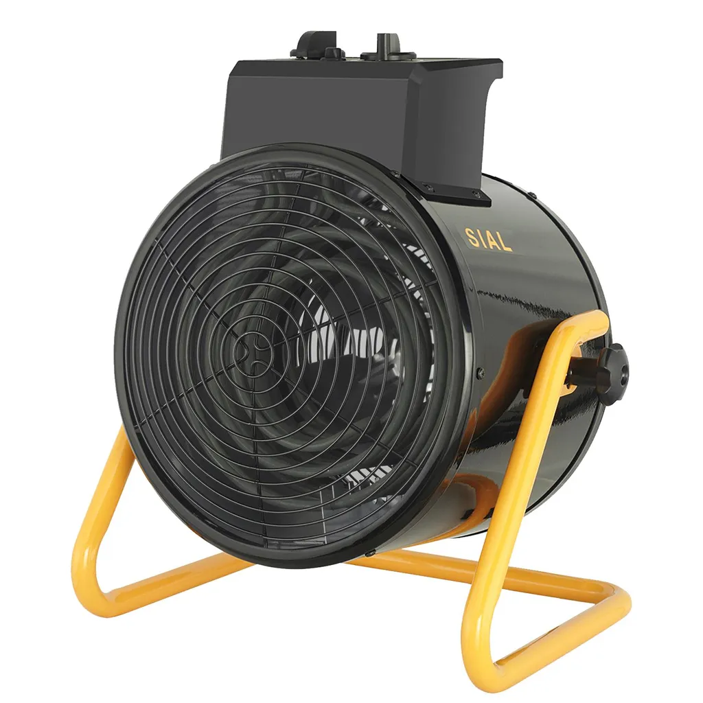 SIAL Termoventilatore elettrico da cantiere 9000 W - Per 55 m², aerotermico con termostato, nero - Ideale per garage, cantina, officina
