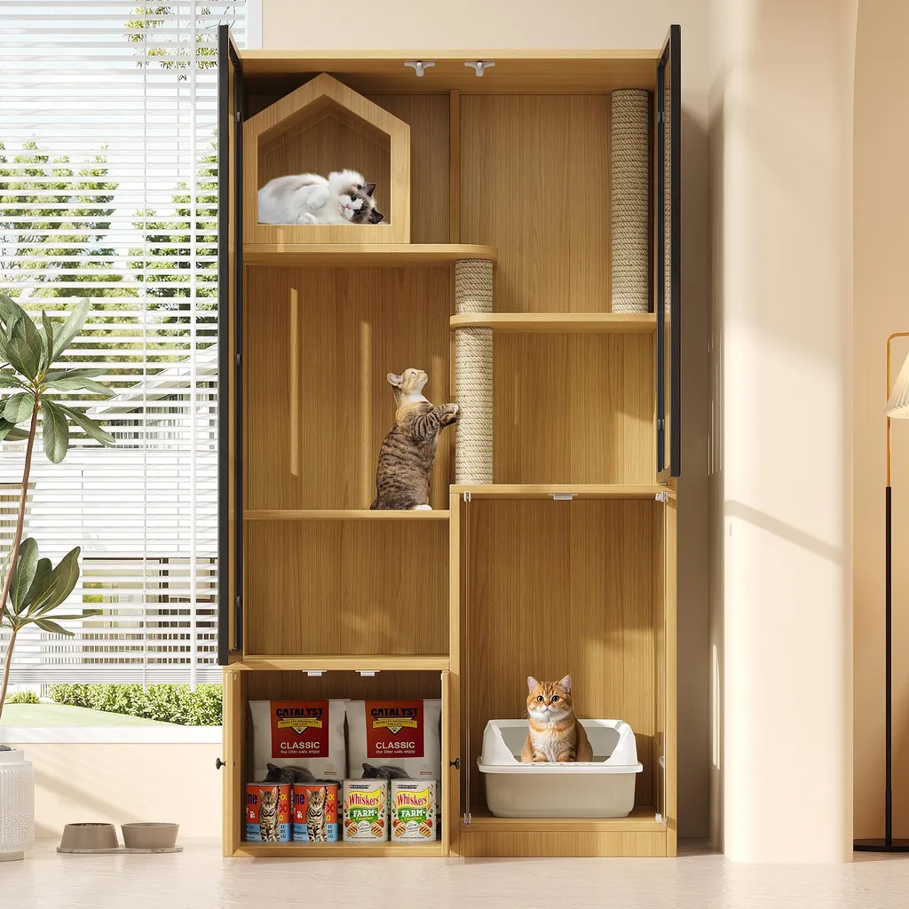 Cachez la litière de vos chats grâce à cette villa design érable jaune - 12