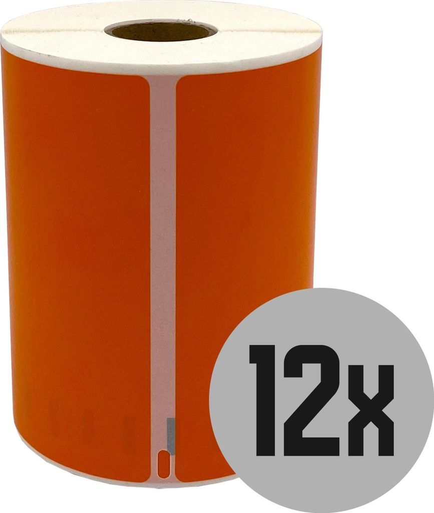 DULA Labels - Kompatibel mit Dymo S0904980 Labels - Orange - Große Versandetiketten - 12 Rollen - 104 x 159 mm - 220 Etiketten pro Rolle